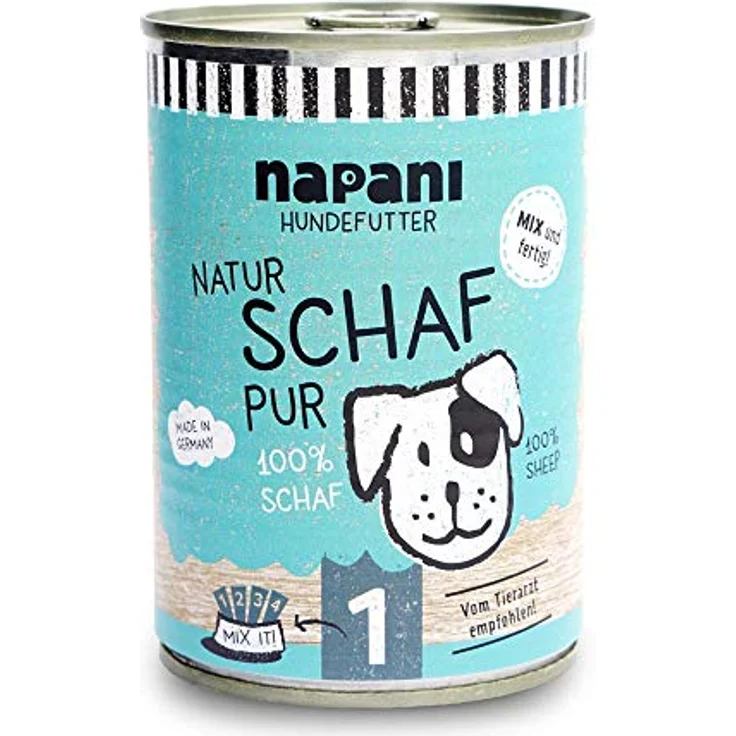 napani Premium Hundefutter Nass, 100% Schaf, glutenfrei & getreidefrei, allergiefreundlich, 400g Dose – Bild 1