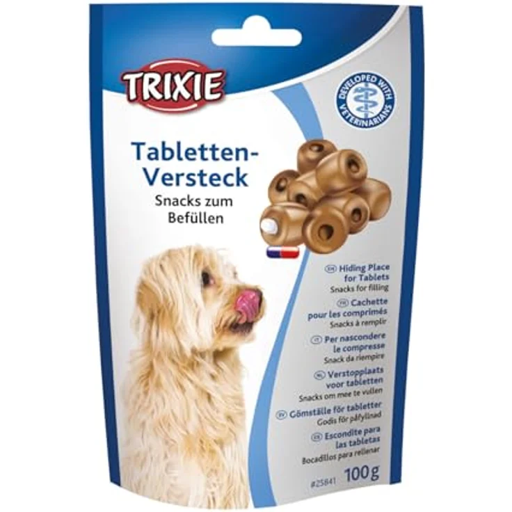 Trixie Tabletten-Versteck für Hunde, 4er Pack mit 4 x 100 g, erleichtert die Medikamenteneinnahme mit Öffnung für Tabletten – Bild 2