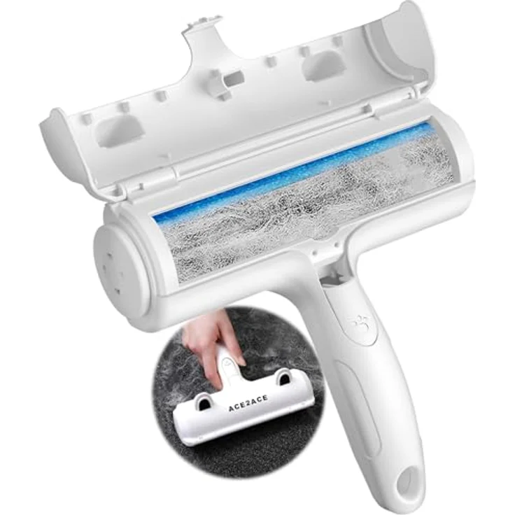 ACE2ACE Tierhaarentferner Fusselrolle, wiederverwendbar für Hunde- und Katzenhaare, weiß – ideal für Sofa, Bett, Teppich und Kratzbaum – Bild 1