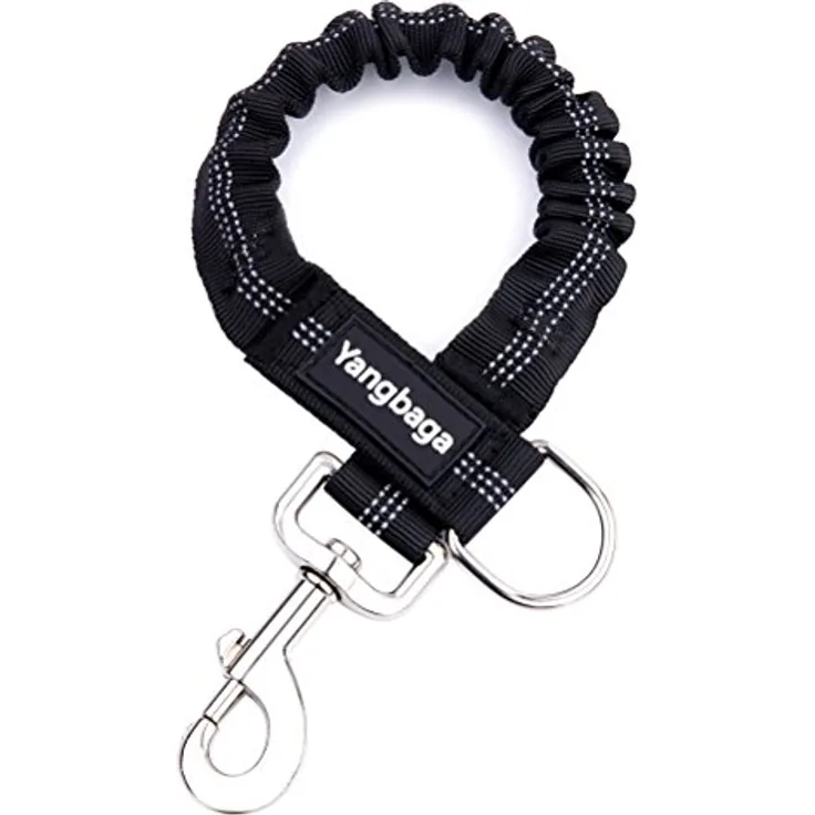 Yangbaga Ruckdämpfer für Hunde Leine, elastische Nylon-Kurzleine mit perfekter Dämpfung, schwarz, für Hunde ab mittlerer Größe (2.5 * 42cm)