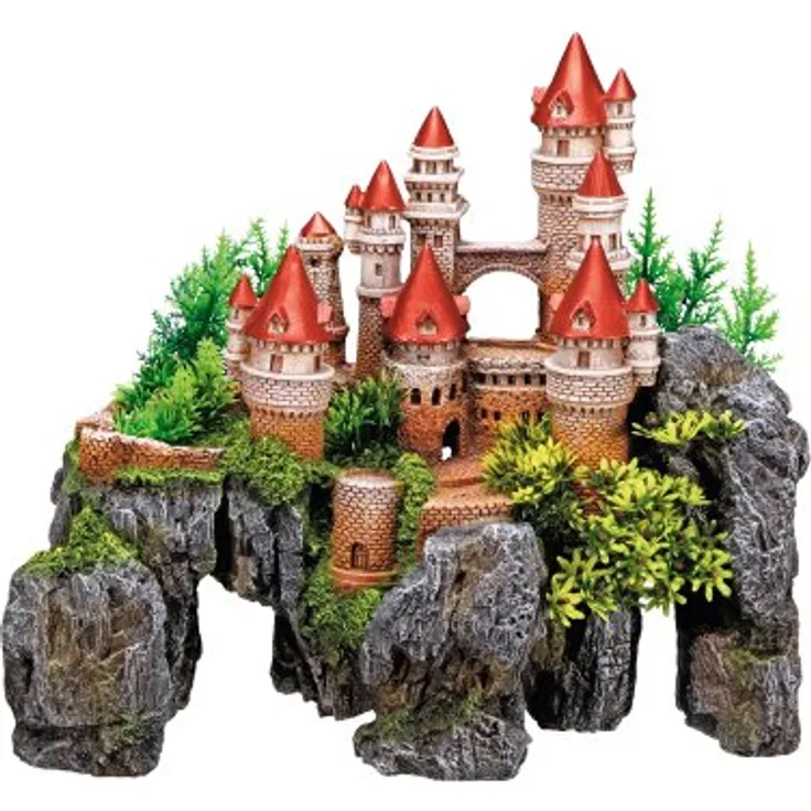 Nobby Aqua Ornaments SCHLOSS, Detailgetreue Aquarium Dekoration aus ungiftigem Polyresin mit integrierten Pflanzen