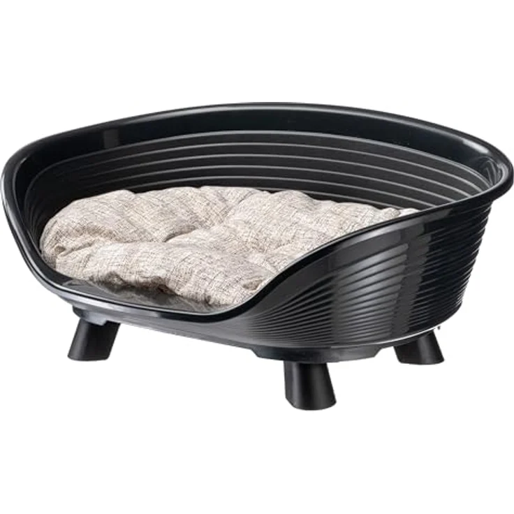 Ferplast Hundebett Throne, erhöhter Hundekorb für kleine Hunde und Katzen, waschbar, atmungsaktiv, rutschfest, 61,5 x 45 x H 26 cm, Schwarz – Bild 4