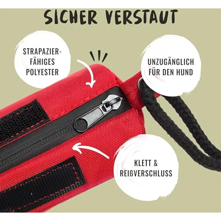 Rudelkönig Futterbeutel für Hunde, Apportierdummy für Hundetraining, robust mit Klett- und Reißverschluss, geeignet für Nass- und Trockenfutter – Bild 4