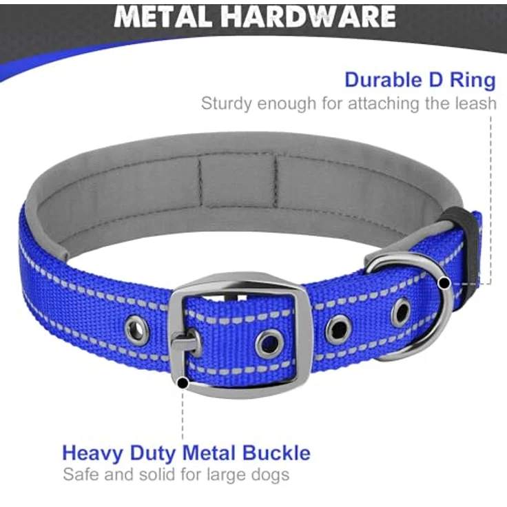 Joytale Hundehalsband, Weiches gepolstertes Neopren-Halsband für kleine Hunde, Reflektierende Nylon-Variante in Königsblau – Bild 5