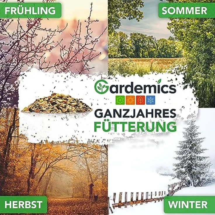 Gardemics Vogelfutter Wildvögel ganzjährig 25 Kg, Vitalmix mit Erdnüssen & Sonnenblumenkerne, artgerechtes Ganzjahresfutter für Artenvielfalt im Garten – Bild 4