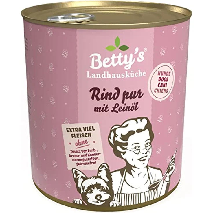 Boswelia Betty's Landhausküche Hund Rind pur mit Leinöl, Nassfutter für alle Hunderassen, 6 x 800 g, hohe Bioverfügbarkeit, 71 % Fleischanteil – Bild 2