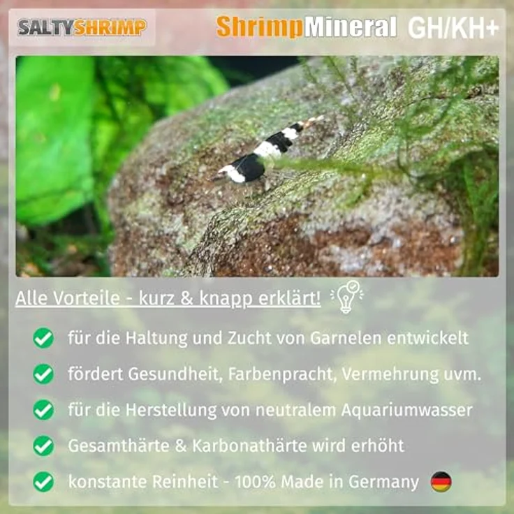 SaltyShrimp Shrimp Mineral GH/KH+, 200g Mineralsalz für Garnelenhaltung, Remineralisierung & neutrales Wasser – Bild 3
