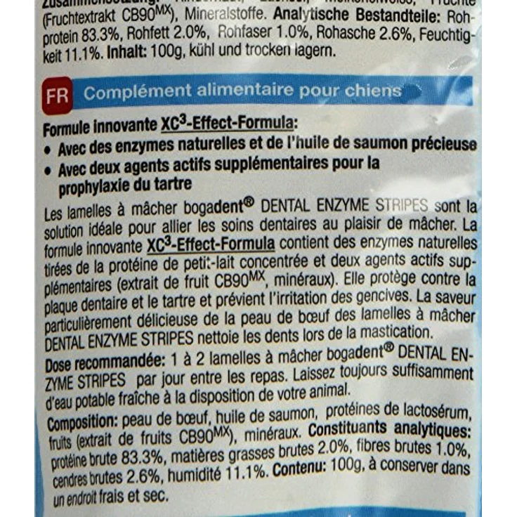 Bogar Bogadent Dental Enzyme Stripes Mini Hund, Zahnpflege für kleine Hunde, 90% Rindfleisch, 100 g – Bild 4