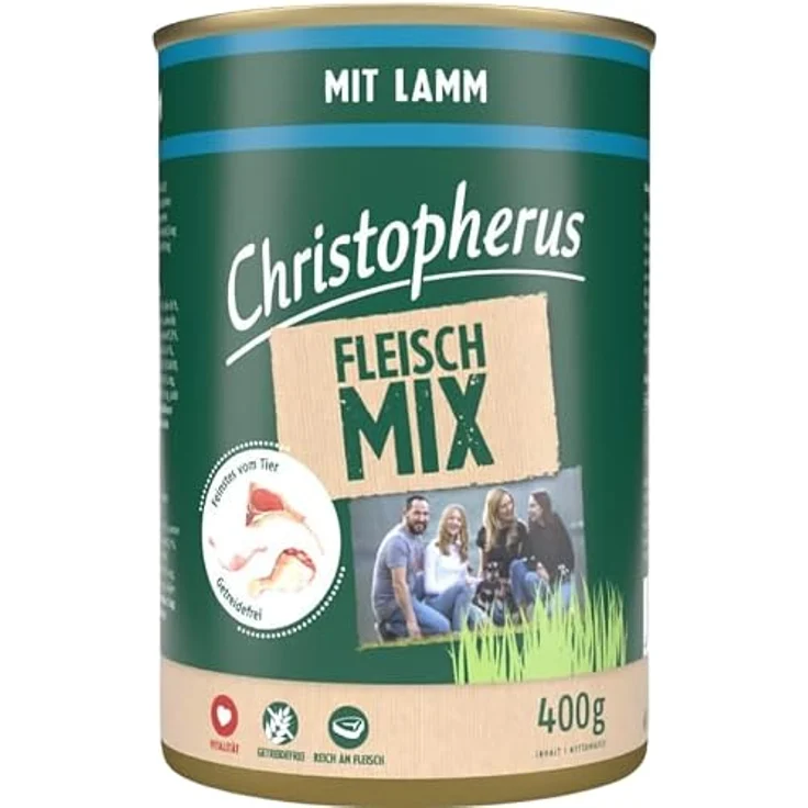 Christopherus Fleischmix Lamm, Nassfutter für Hunde, 400 g