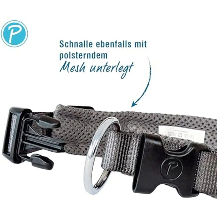 Petlando Mesh Hundehalsband, leicht und atmungsaktiv, stufenlos verstellbar, robust, XXS 30-35cm, Anthrazit – Bild 3