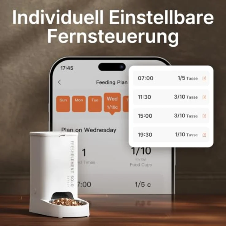 PETKIT Futterautomat Katze, 3L, Automatischer Futterspender für Katzen und Hunde, 1-10 Mahlzeiten/Tag, 304 Edelstahl mit Fresh Lock-Technologie – Bild 3