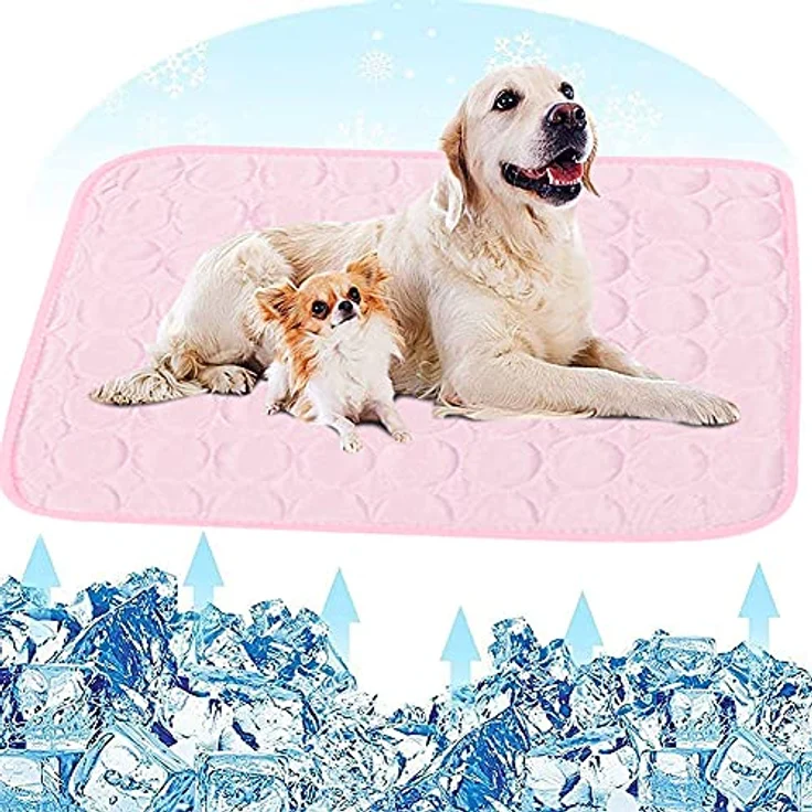 Fueegue Kühldecke für Hunde und Katzen, Kühlmatte 70 x 100 cm, rosa, atmungsaktiv, waschbar, ideal für Sommer und Haustiere mit Gelenkschmerzen – Bild 1