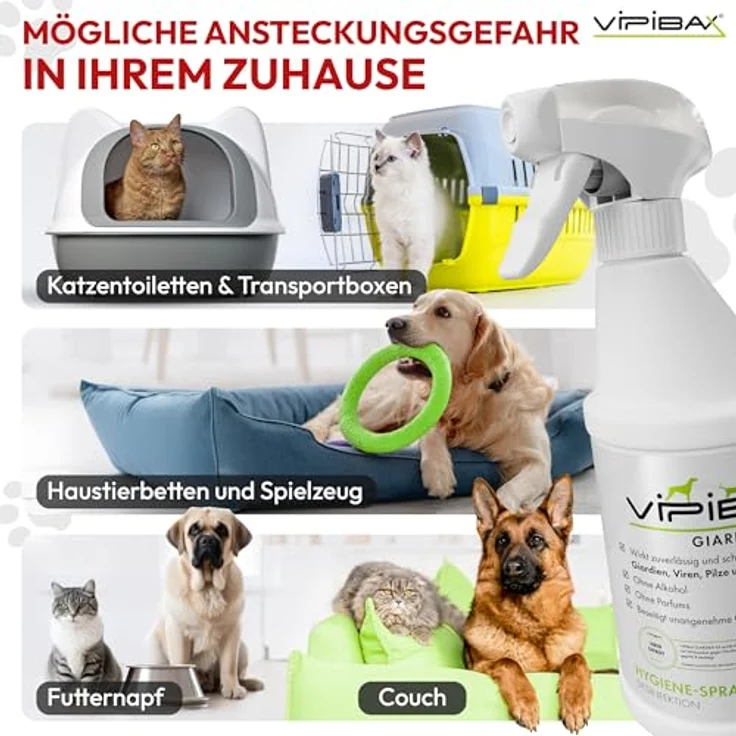 ViPiBaX Giardien EX Hygiene-Spray, effektive Desinfektion gegen Giardien, Viren, Pilze & Bakterien, 500ml, Geruchsentferner für Hunde, Katzen & Co – Bild 4