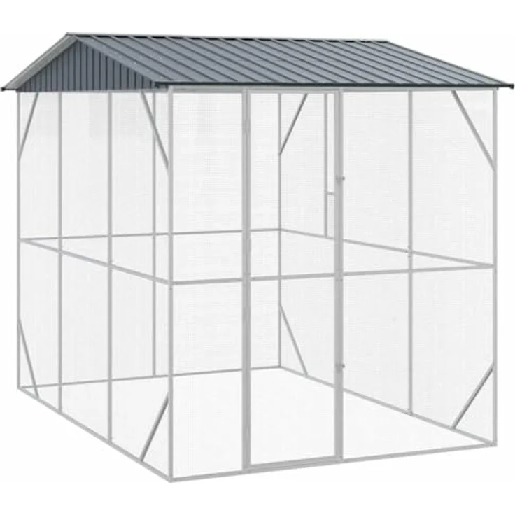 vidaXL Vogelkäfig Anthrazit, Rechteckiger Vogelkäfig aus verzinktem Stahl, 227 x 310 x 247 cm, ideal für Garten und Terrasse – Bild 1
