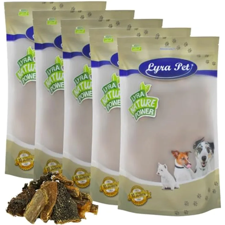 Lyra Pet® Rinderpansen klein, 5 kg getrocknet, naturbelassener Kausnack, proteinreich, gut verträglich für Welpen und Hunde aller Altersgruppen