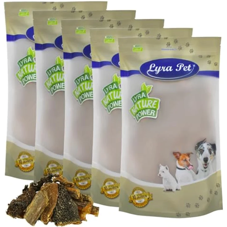 Lyra Pet® Rinderpansen klein, 5 kg getrocknet, naturbelassener Kausnack, proteinreich, gut verträglich für Welpen und Hunde aller Altersgruppen – Bild 1