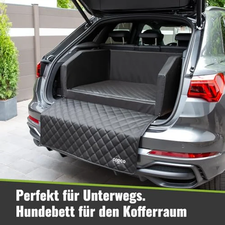 CopcoPet Travel Bed Hundebett für Kofferraum 100x80x38cm, Kunstleder, wasserabweisend & kratzfest, rutschfest mit Schutzdecke, schwarz – Bild 3