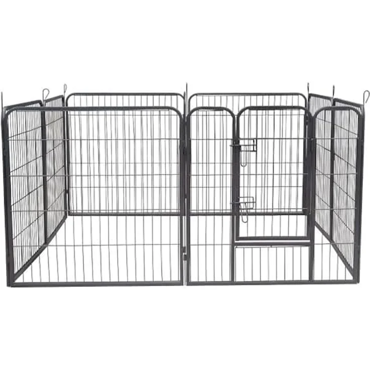 Mucola Welpenauslauf Freigehege 8-teilig, stabiles Metallgehege 80 x 80 cm, witterungsbeständig, flexibel aufstellbar, entgratet, für Indoor/Outdoor Nutzung – Bild 2