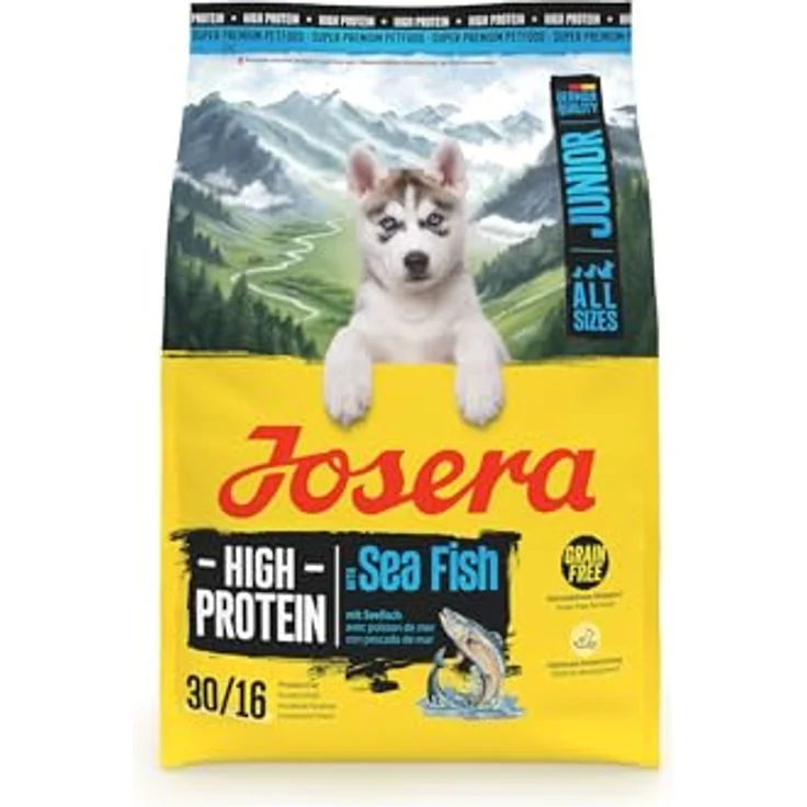Josera High Protein Junior Sea Fish, getreidefreies Hunde-Trockenfutter für Welpen, 3 kg, hohe Proteine und Omega-Fettsäuren – Bild 1