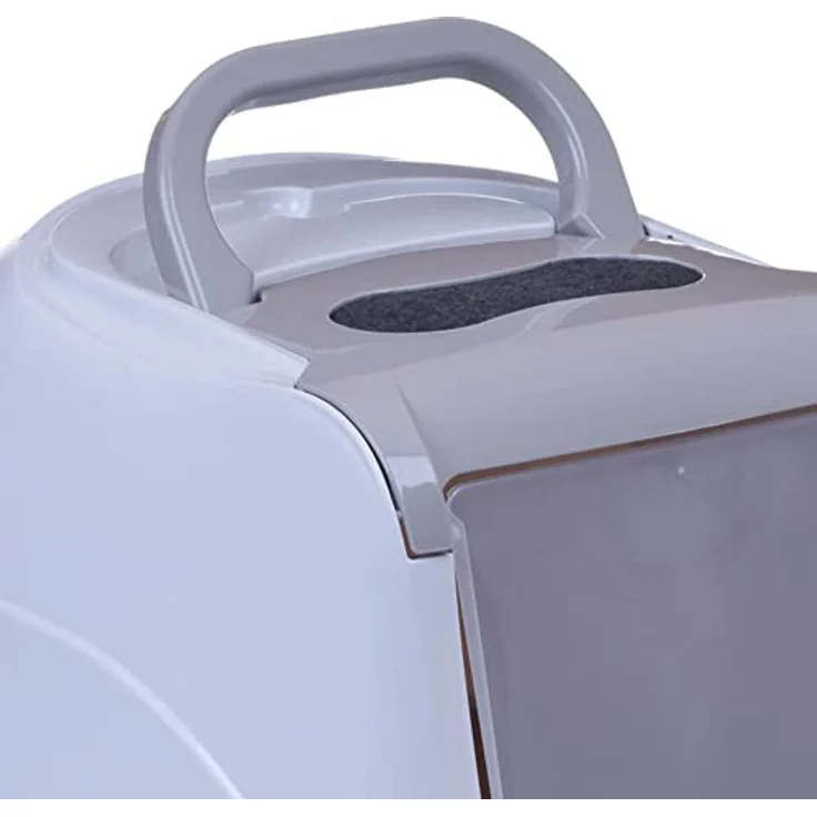 adena Katzentoilette Sondermodell 50, inkl. Schaufel und Aktivkohlefilter, graubeige mit Agave – Bild 4