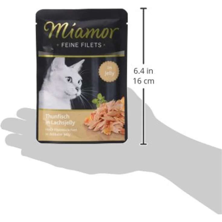 Miamor Feine Filets in Jelly Thunfisch in Lachsjelly, 24 x 100 g, leicht verdauliches Nassfutter ohne Leber und Innereien, ideal für ältere Katzen und bei Übergewicht – Bild 3