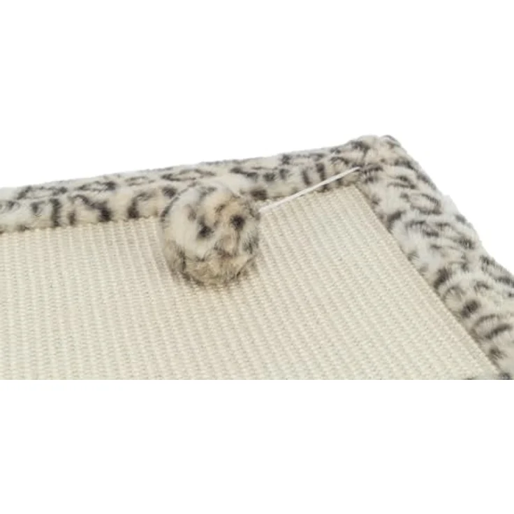 Trixie Kratzmatte Leo, Sisal 55 × 35 cm, Kratzspielzeug mit Plüschball zum Aufhängen oder Hinlegen – Bild 4