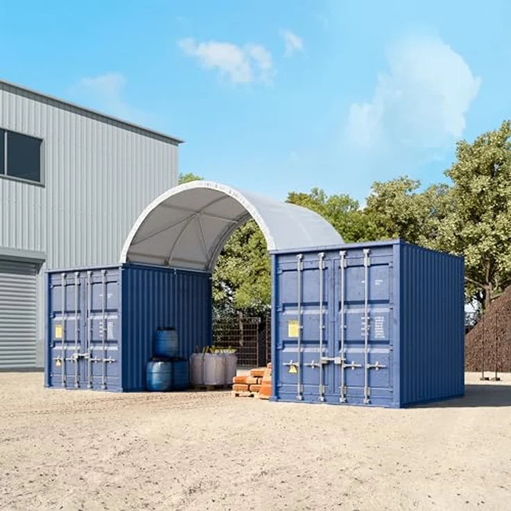 TOOLPORT Container Überdachung Contop 4x3m, PVC Plane 2300N, weiß, robuste Stahlkonstruktion, wasserdicht und UV-beständig, ideal für Lager und Unterstände – Bild 5