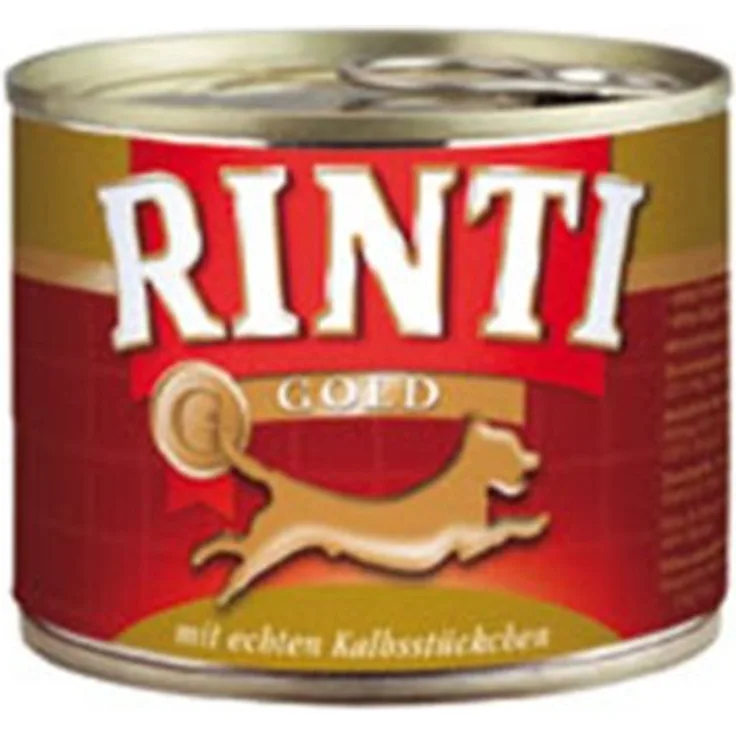 Rinti Gold 12 x 185 g, Hundefutter mit Kalbstückchen, ohne Formfleisch und künstliche Zusatzstoffe