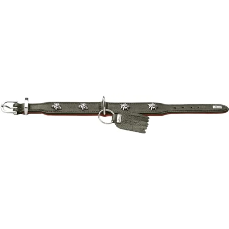HUNTER Hundehalsband MÜNCHEN, grün/Cognac, Leder, fellschonend, Größe 50, Made in Germany – Bild 3