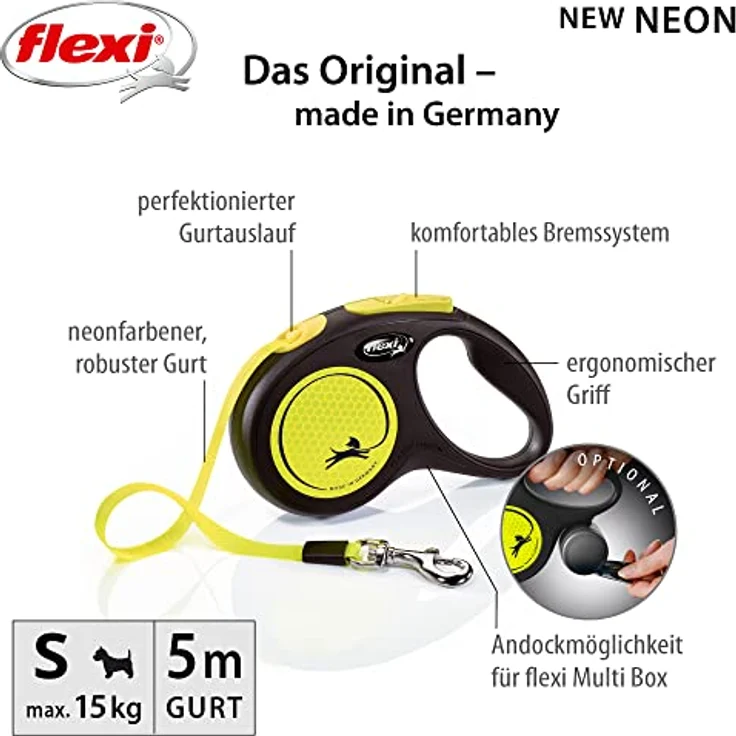 flexi New NEON Gurt-Rollleine schwarz-neongelb S: 5 m bis 15 kg – Bild 2
