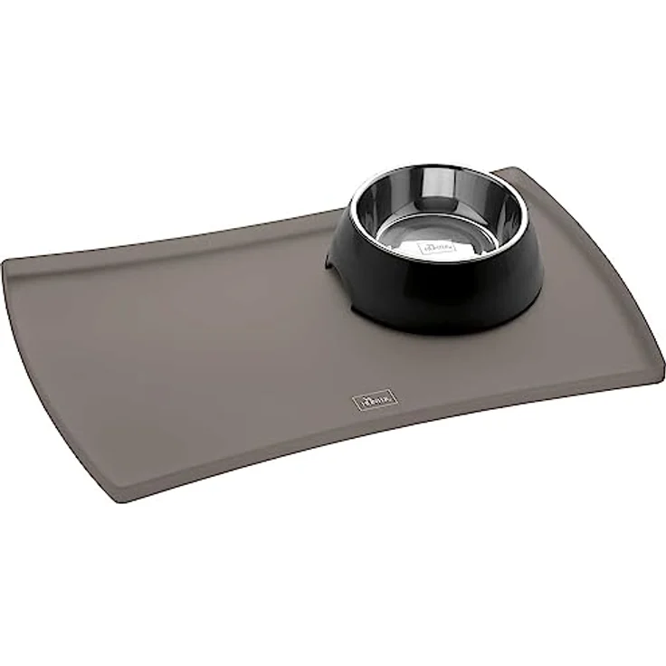 Hunter Napfunterlage Selection, flexible Bodenschutzmatte aus lebensmittelgeeignetem Silikon, rutschhemmend mit erhöhtem Rand, Farbe: Taupe, Größe: S – Bild 3