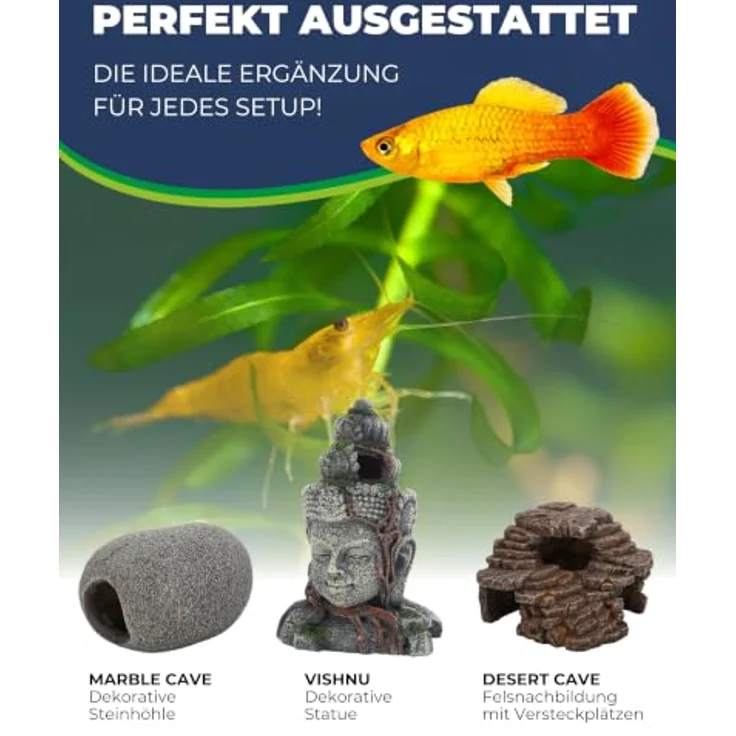Hobby Aquaristik Moai Ora 2, Deko-Figur für Aquarien, Versteckhöhle aus Polyresin in Steinoptik, 15 × 12 × 22 cm, für Fische, Garnelen & Reptilien – Bild 4