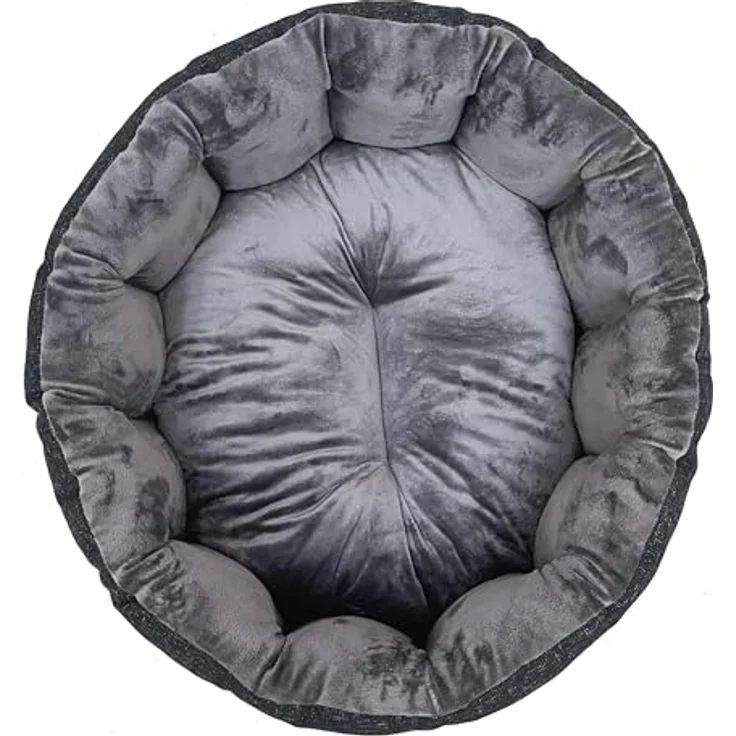 Lebon Hundebett Wilma, Hochwertig und Made in EU, 75x65x25cm, Kuschelweich, Hoher Rand, Waschbar, Bester Liegekomfort, Schwarz – Bild 5