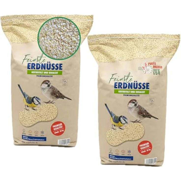 Paul´s Mühle Erdnüsse für Vögel, gehackte Erdnusskerne, 20 kg, Premiumqualität aus Argentinien, ganzjährige Fütterung – Bild 1
