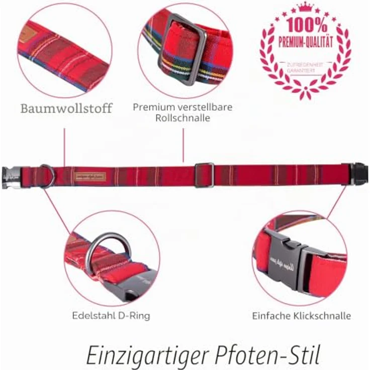 Unique Style Paws Hundehalsband mit Fliege, verstellbar für Hunde und Katzen, XXS, aus Baumwolle, waschmaschinenfest, eleganter D-Ring in einzigartiger Farbe – Bild 2