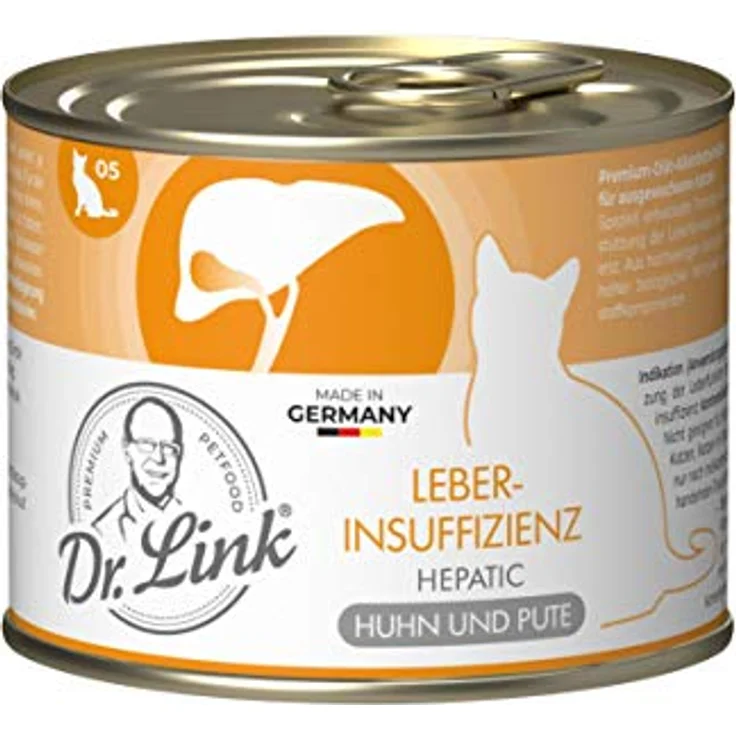 Dr. Link Spezial-Diät Katzenfutter für die Leber, Huhn & Pute, 6x200g Dose, unterstützt Stoffwechsel und Leberfunktion – Bild 2