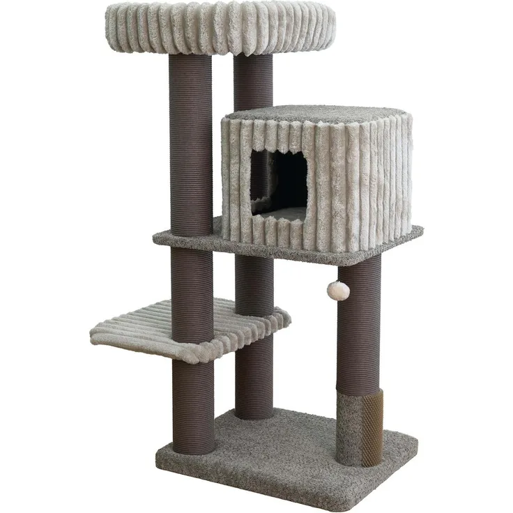 Europet Bernina Kratzbaum Palermo, beige, 126 cm hoch mit Massage-Noppen und Spielball