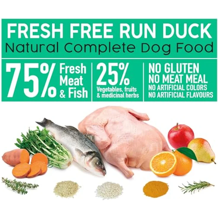 Arquivet Fresh Free Run Duck 10 kg, Semi-Moist Hunde-Trockenfutter mit 75% Fleisch und frischem Fisch, glutenfrei und gedämpft – Bild 3