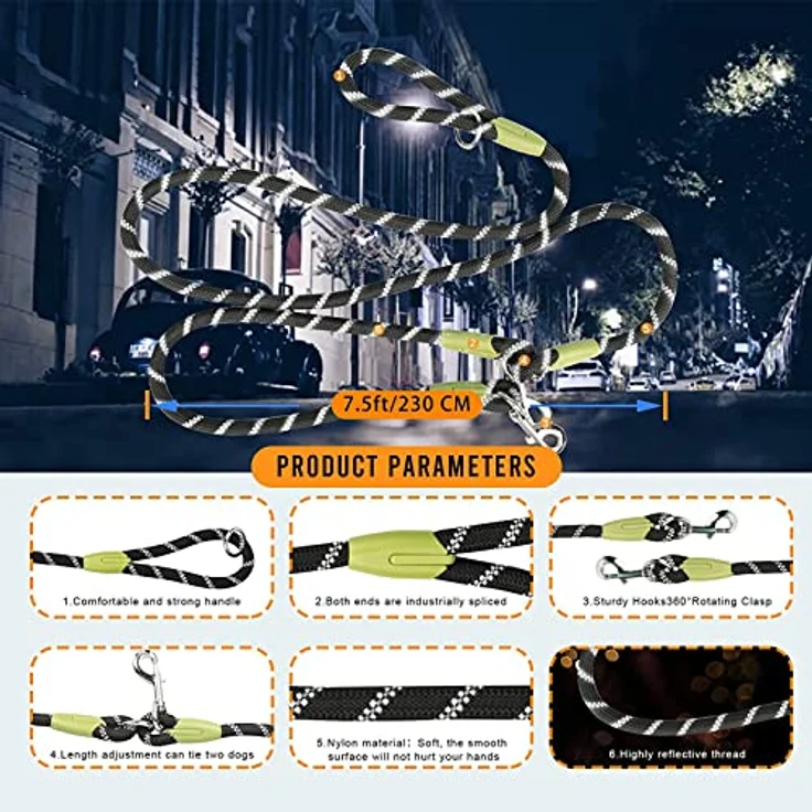 Eyleaf Hands Free Hundeleine 220cm, reflektierende Crossbody Leine aus wetterfestem Nylon für kleine, mittlere und große Hunde, vielseitig einsetzbar beim Gehen, Joggen und Laufen – Bild 3
