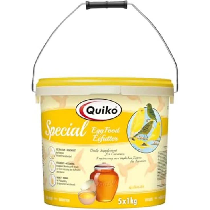 Quiko Special Eifutter 5Kg - Kraft- und Aufzuchtfutter für Kanarien und Positurkanarien, reich an Eibiskuit, Honig und Vitaminen, Made in Germany