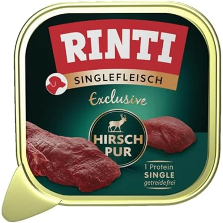 Rinti Singlefleisch Exclusive, Nassfutter für Hunde, 30 x 150 g Hirsch, ohne Getreide, limitierte Zutatenliste, made in Germany