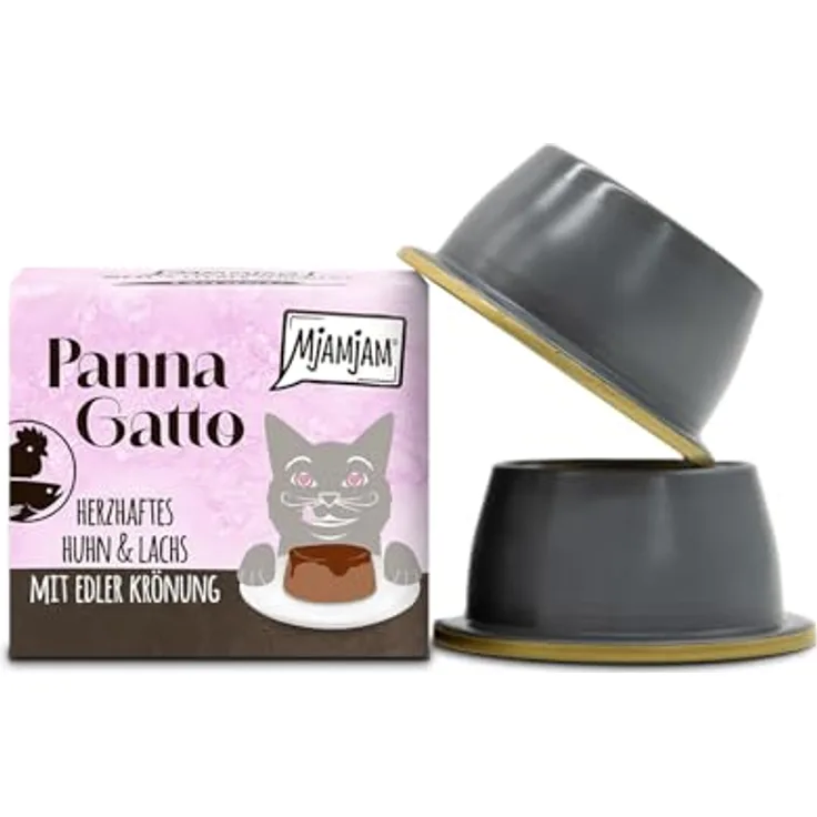 MjAMjAM Panna Gatto, Katzen-Nassfutter mit Huhn & Lachs, getreide- und glutenfrei, 2 x 80 g