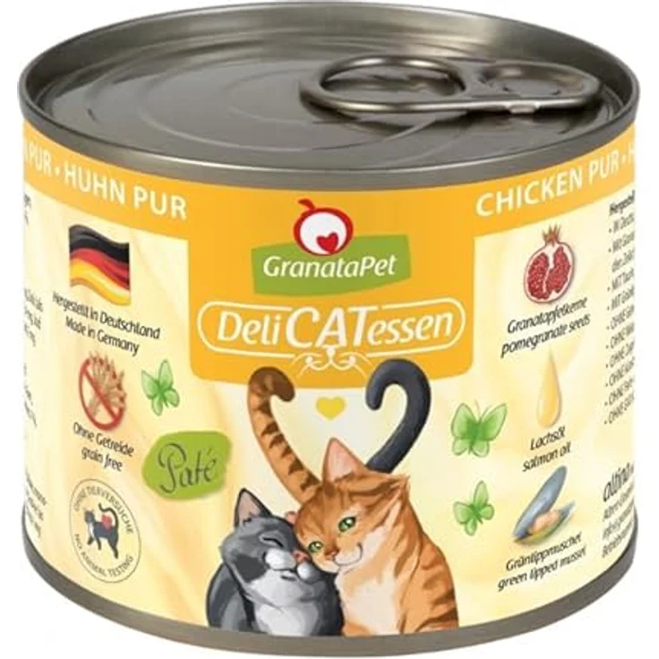 GranataPet DeliCATessen, Katzen-Nassfutter Huhn PUR, 6x200g, Getreidefrei mit hohem Fleischanteil und Granatapfelkernen – Bild 2