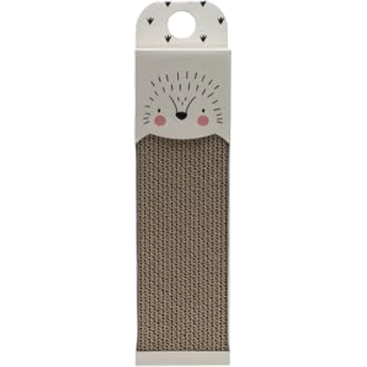 Beeztees Kratzbrett Igel aus Karton, beige, 45 x 13 x 2 cm, mit Katzenminze und Papphaken für vertikales Kratzen – Bild 1