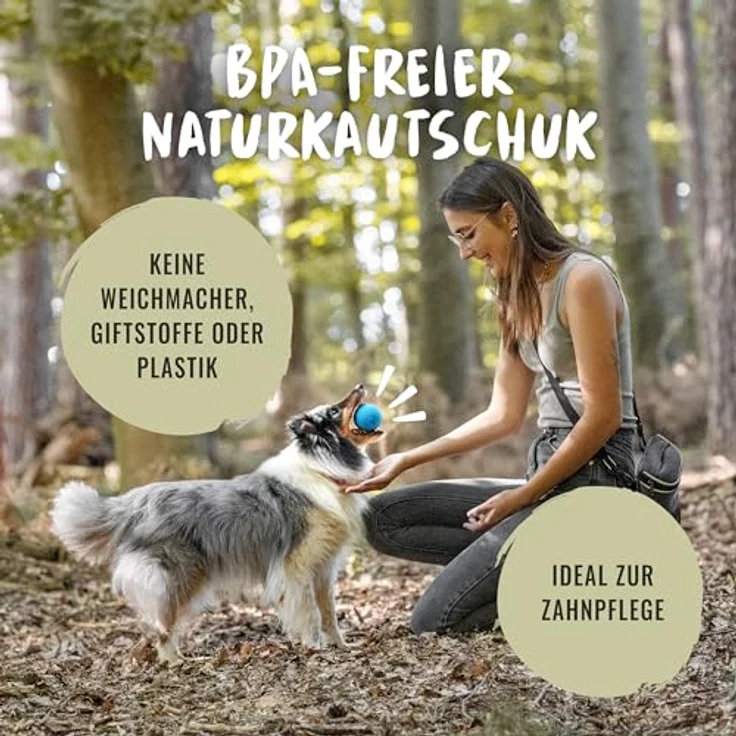 Rudelkönig Hundebälle aus Naturkautschuk, 2er Set mit 6,5cm Ø, nahezu unzerstörbar und bissfest für gesunde Zähne von Hunden – Bild 3