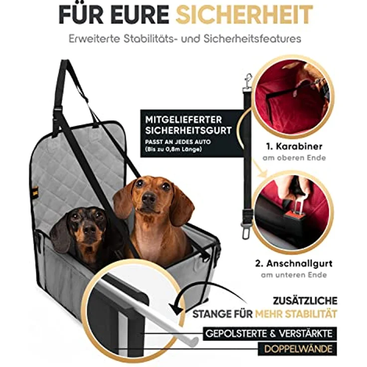 HELDENWERK® Hundeautositz, extra stabil mit 5 Gurten, kratzfest & reißfest, universell einsetzbar, wasserdicht, schwarz – Bild 5