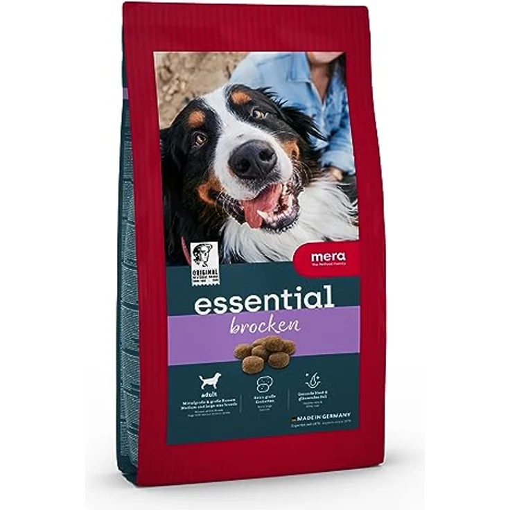 MERA Essential Brocken, Hundefutter trocken mit Geflügel Protein, große Kroketten, mit Omega-3 und Omega-6, 12.5kg – Bild 1