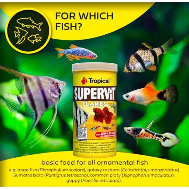 Tropical Supervit Premium Hauptfutter, Flockenfutter für alle Zierfische, mit Vitamin C und Beta Glucan, 1 l – Bild 4