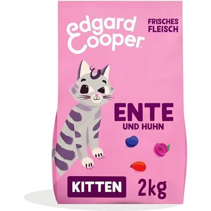 Edgard & Cooper Kitten Trockenfutter, Ente & Huhn, 2kg, Getreidefrei, mit frischem Fleisch und natürlichen Zutaten, für aktive und sterilisiert Katzen – Bild 1