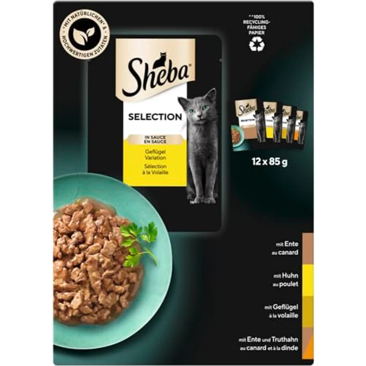 Sheba 96 x 85 g Varietäten Frischebeutel, Selection in Sauce Geflügel Variation für ausgewachsene Katzen, ohne künstliche Aromastoffe und Konservierungsstoffe – Bild 4